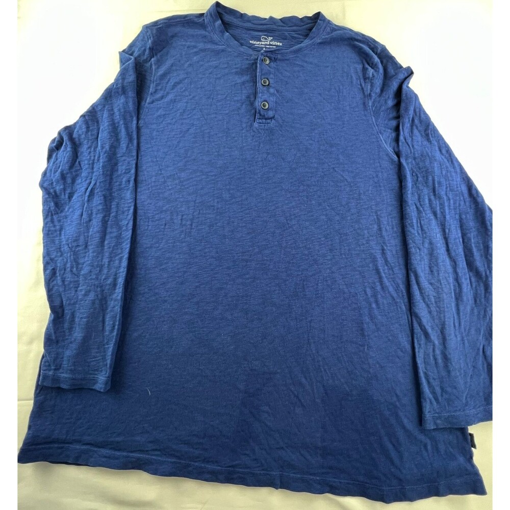 Vineyard Vines Mens Blue Henley Long Sleeve Pullover Shirt Size L